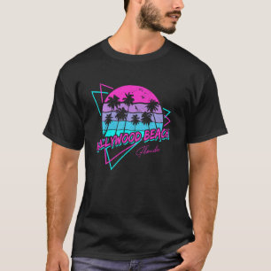 Camiseta Vintage Hollywood Beach Beach Beach Palm Trees