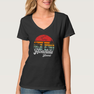 Camiseta Vintage Honolulu Hawaii Funny Beach Sport Waves Su