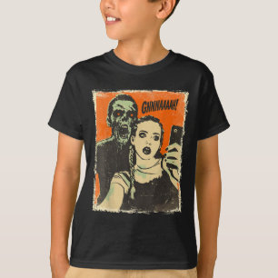 Camiseta Vintage Horror Cômico Zombie Selfie Creepy Cute Ha