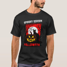 Camiseta Vintage Horror: Pumpkin assustador e Cat Halloween