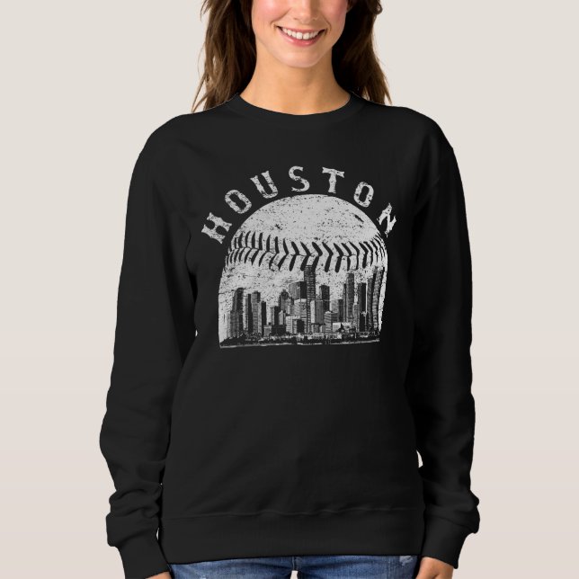 Camiseta Vintage Houston Cityscape Baseball Skyline (Frente)