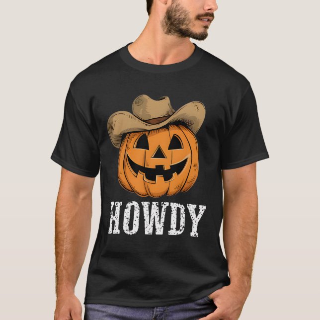 Camiseta Vintage Howdy Pumpkin Cowboy Ocidental (Frente)