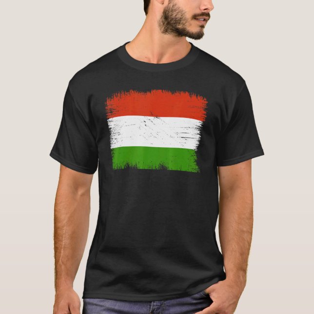 Camiseta Vintage Hungary Flag Hungarian Independence Day (Frente)