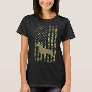 Camiseta Vintage Hunting Dog Camouflage Us Flag Doberman Pi