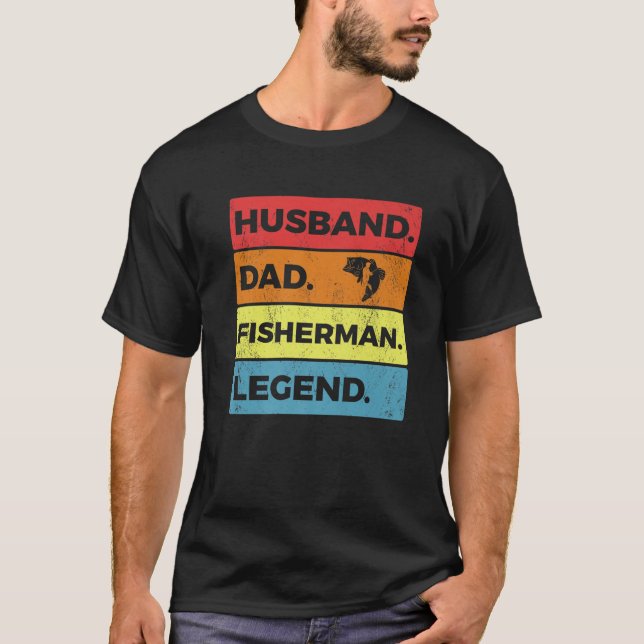Camiseta Vintage Husband Pai Pescador Legenda Pesca (Frente)