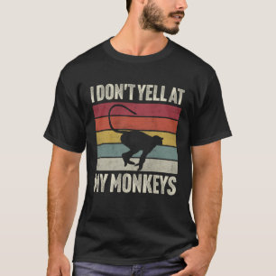 Camiseta Vintage I coração Macacos Eu não grito com meus ma