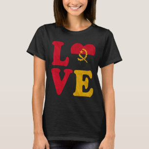 Camiseta Vintage I Love Angola Flag Heart Roots