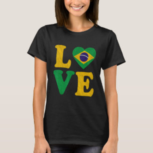 Camiseta Vintage I Love Brazil Flag Heart Roots P