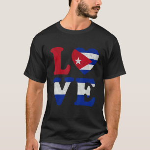 Camiseta Vintage I Love Cuba Flag Heart Cuban Roots Pride
