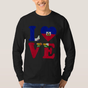 Camiseta Vintage I Love Haiti Flag Heart Haitian Roots Prid