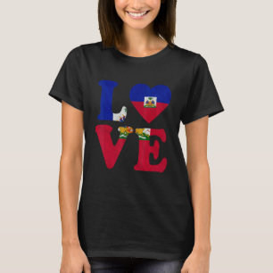 Camiseta Vintage I Love Haiti Flag Heart Haitian Roots Prid