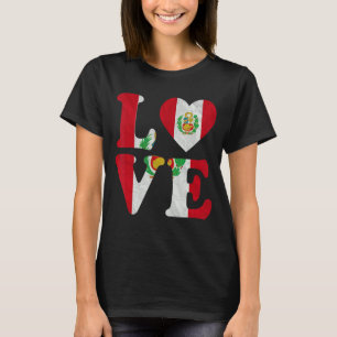 Camiseta Vintage I Love Peru Flag Heart Roots Prid Peruano