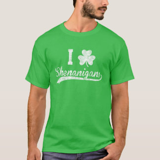 Camiseta Vintage I Love Shenanigans Clover Rua Dia De Patri