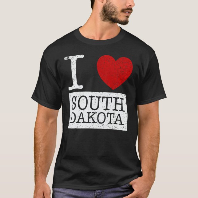 Camiseta Vintage I Love South Dakota (Frente)