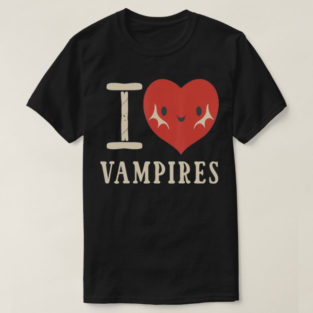 Camiseta Vintage I Love Vampires (Frente do Design)