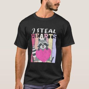 Camiseta Vintage I Roubar Hearts Raccoon Dias de os namorad