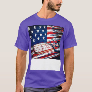 Camiseta Vintage Ice Hockey 4 de julho Men USA American Fl