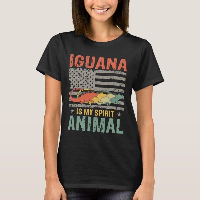 Camiseta Vintage Iguana É Minha Bandeira Animal Americana (Frente)
