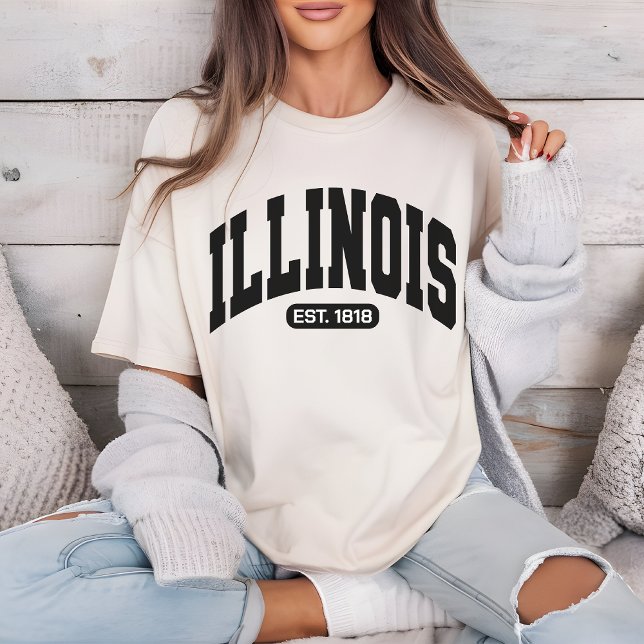 Camiseta Vintage Illinois, Presente Patriótico par (college student gift, USA collegiate shirt, Illinois state football shirt, USA state shirt,)