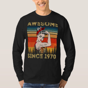 Camiseta Vintage Incrível Desde 1970 Aniversário Mulher-Pau