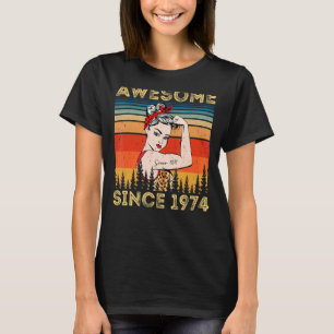 Camiseta Vintage Incrível Desde 1974, Aniversário Mulher-Le