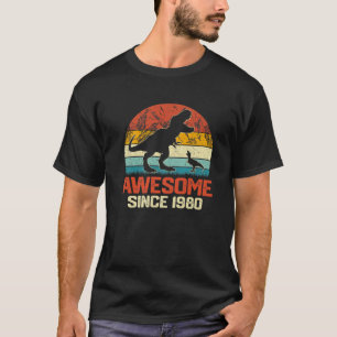 Camiseta Vintage Incrível Desde 1980 Aniversário do Dinossa