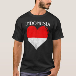Camiseta Vintage Indonesia Flag Heart For Indonésio