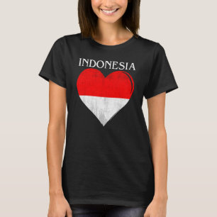 Camiseta Vintage Indonesia Flag Heart For Indonésio