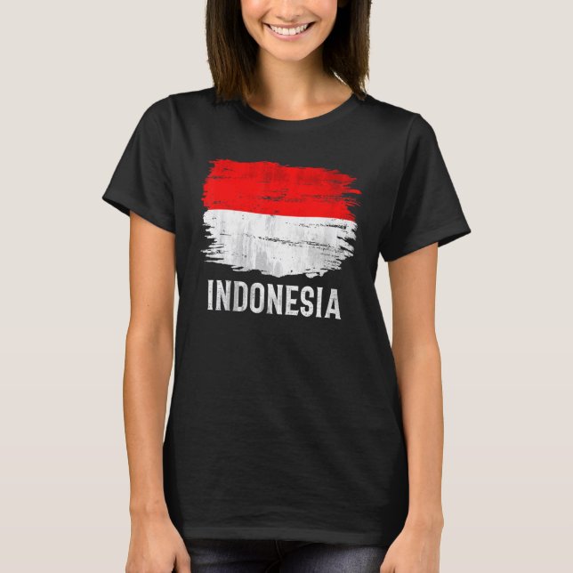 Camiseta Vintage Indonesia Flag Para O Indonésio (Frente)