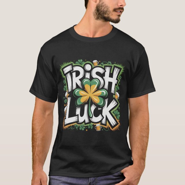 Camiseta Vintage Irish Luck St Patricks Day, Distr (Frente)