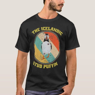 Camiseta Vintage Islândia Stud Puffin Bird Watting