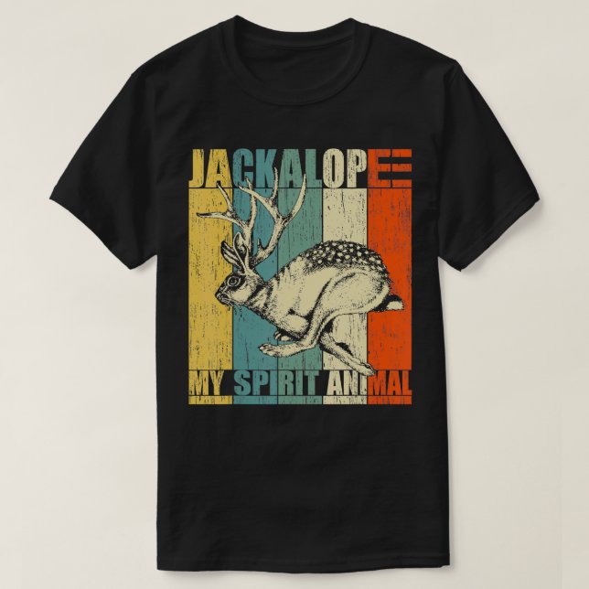 Camiseta Vintage Jackalope Meu Espírito Animal Deu Ideia (Frente do Design)