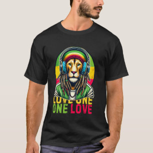 Camiseta Vintage Jamaican One Love Rasta Fones de ouvido sã