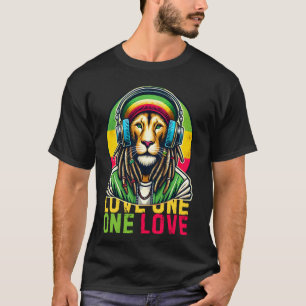 Camiseta Vintage Jamaican One Love Rasta Fones de ouvido sã