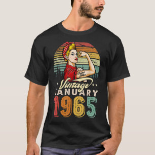 Camiseta Vintage Janeiro 1965 58th Birthday 58 Year Old Wo