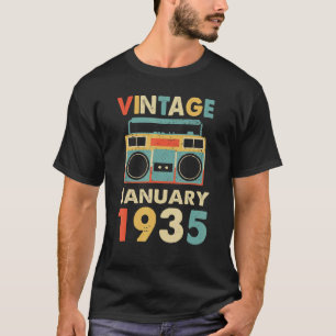 Camiseta Vintage janeiro de 1935 - Caixa de Boombox da Esco