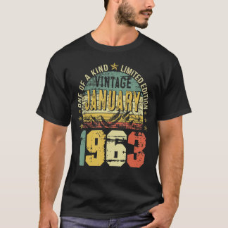 Camiseta Vintage Janeiro de 1963 60th Birthday Men