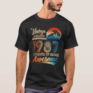 Camiseta Vintage Janeiro De 1987 35º Aniversário A Ser Incr