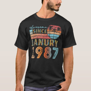 Camiseta vintage janury 1987 92 anos 35 anos