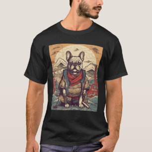 Camiseta Vintage Japonês Art Samurai French Buldog T Shir