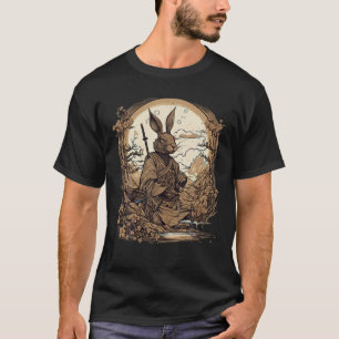 Camiseta Vintage Japonês Art Samurai Rabbit T Shirt