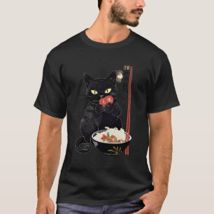 Camiseta Vintage Japonês Ramen Cat Kawaii Anime Style Nood