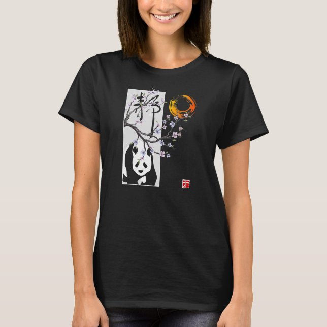 Camiseta Vintage Japonês Sakura Cherry Blossom Panda (Frente)