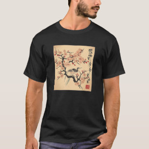 Camiseta Vintage Japonês Woodblock Blossom Cherry Graphica
