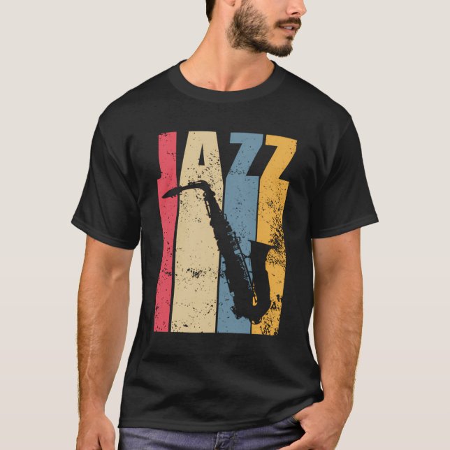 Camiseta Vintage Jazz Saxofone Gift (Frente)