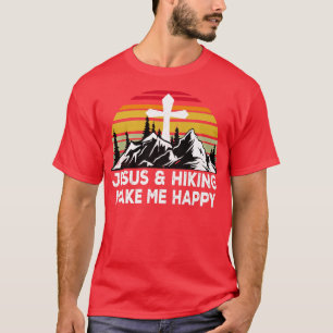 Camiseta Vintage Jesus e caminhada me fazem feliz adventure