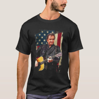 Camiseta Vintage Johnny shirt Cash Country Music Retro Flag