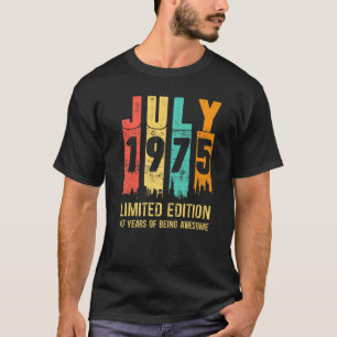 Camiseta Vintage julho 1975 47 Anos 47 Anos Aniversário