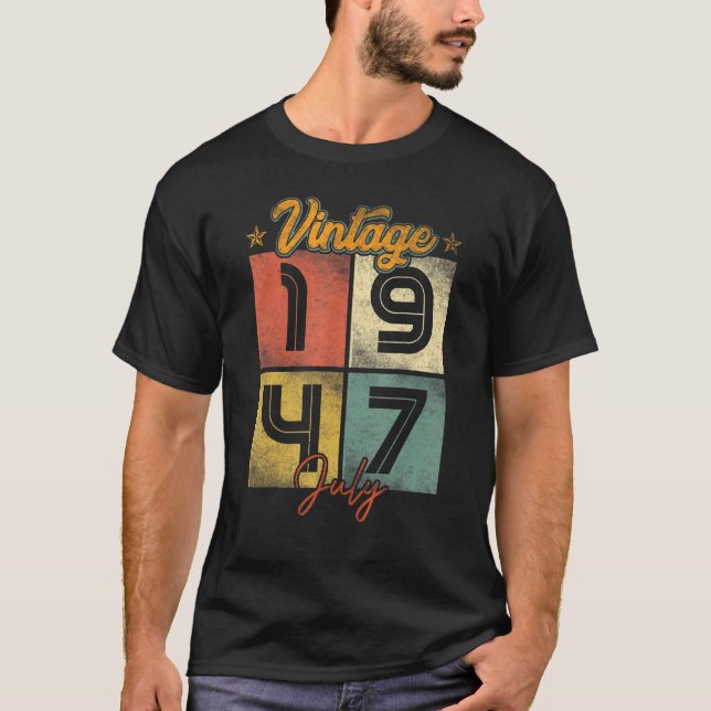 Camiseta Vintage julho de 1947, 75 anos (Frente)