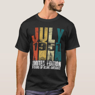 Camiseta Vintage Julho De 1951 Bday Costume 70 Anos 70 B